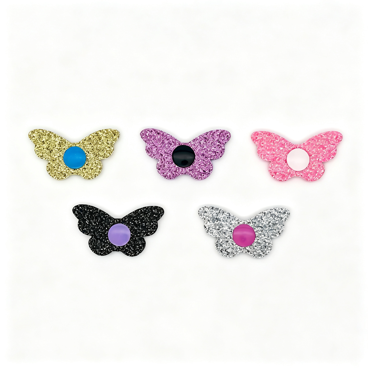 5-pack of colorful butterfly glitter eye patches, compatible with JUJU World Hong Kong 2026.