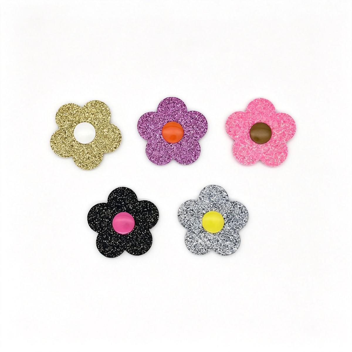 5-pack of colorful flower glitter eye patches, compatible with JUJU World Hong Kong 2026.